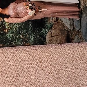 Beaded sequin gown long sleeve size 2 off the shoulder dusty rose maternity